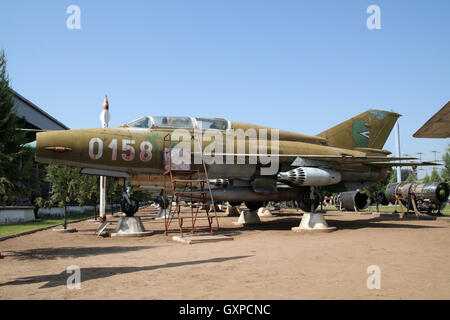 Ungarische Luftwaffe Mig-21 Fishbed Kampfjet auf Anzeige in der militärischen Technologie Park, kecel, Ungarn Stockfoto