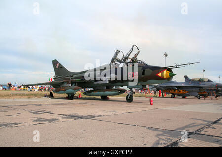 Die polnische Luftwaffe Sukhoi SU-22 fitter auf siplay in Kecskemet Airshow Stockfoto