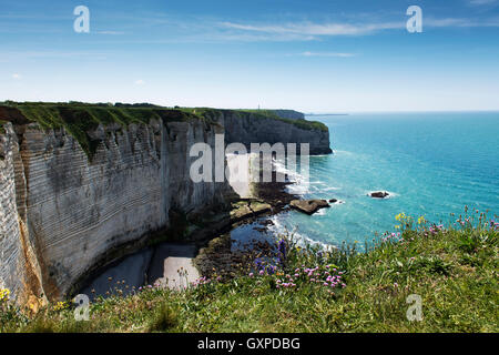 Malerische Aussicht auf den berühmten Klippen von Etretat in Normandie, Frankreich Stockfoto