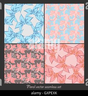 Floral nahtlose Vektor-Muster-set Stock Vektor