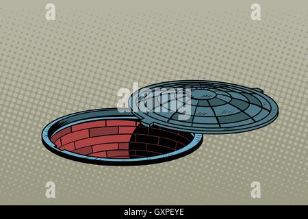 Straße Schacht geöffnet. Realistische Darstellung Stock Vektor