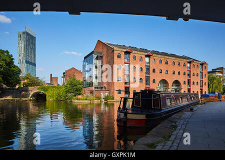 Manchester Castlefield Händlers Lager Castlefield Loft Stil Büros Stadtlandschaft Ziegel Mühle Wasser Rochdale c Stockfoto