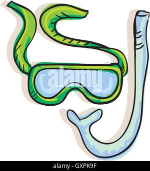 grüne Schnorchel Maske Stock Vektor