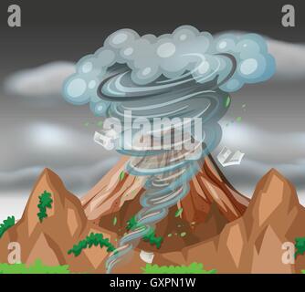 Tornado über die Berge illustration Stock Vektor