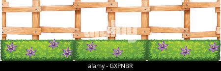Hölzernen Zaun und Blumen illustration Stock Vektor