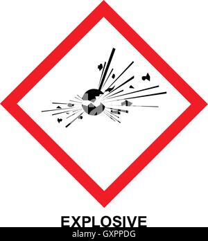 Ghs 01 Gefahrenpiktogramm explosive, Warnblinkanlage Zeichen explosive, isolierte Vector Illustration. Stock Vektor