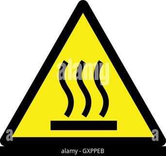 Heiße Oberfläche gelbes Dreieck Warnzeichen, Vektor-Illustration. Stock Vektor