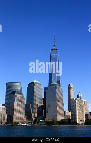 Skyline von Manhattan vom Hudson River Stockfoto