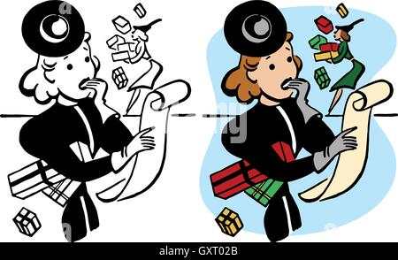 Frau mit Weihnachts-shopping-Liste Stock Vektor