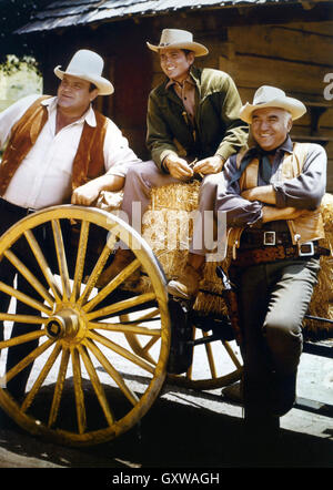 TV-Serie BONANZA uns NBC Western 1959-1973. Von links: Michael Landon und Dan Blocker, Lorne Greene Stockfoto