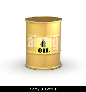 Golden Barrel Öl auf weißem Hintergrund 3D illustration Stockfoto