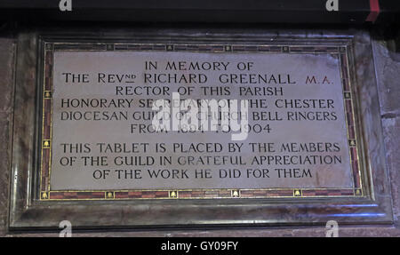 Str. Wilfrids Kirche Grappenhall - Rev Greenall, Rektor 1894-1904, Warrington Stockfoto