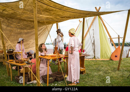 Isländische Wikingerfestival Feldlager in Gimli, Manitoba, Kanada. Stockfoto