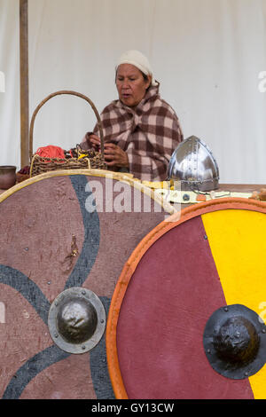 Isländische Wikingerfestival Feldlager in Gimli, Manitoba, Kanada. Stockfoto