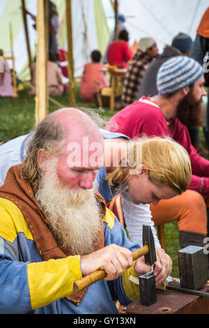 Isländische Wikingerfestival Feldlager in Gimli, Manitoba, Kanada. Stockfoto