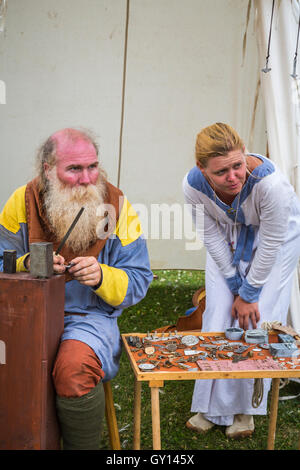 Isländische Wikingerfestival Feldlager in Gimli, Manitoba, Kanada. Stockfoto