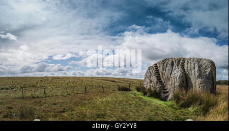 Der große Stein Fourstones glazialen unberechenbar auf Tatham fiel, North Yorkshire, North West England, UK. Stockfoto