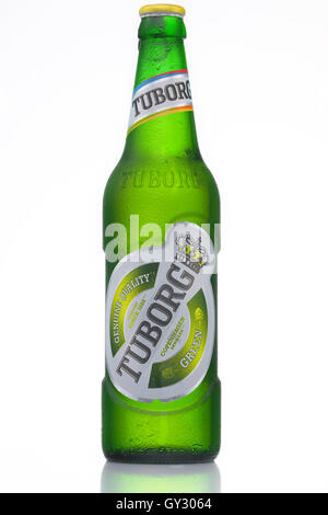 Tuborg ist eine dänische Brauerei Firmengründung im Jahre 1873 durch Carl Frederik Tietgen. Seit 1970 ist es Teil der Carlsberg-Gruppe. Stockfoto