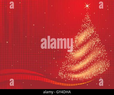 Eine magische Weihnachtsbaum Hintergrund auf rot Stockfoto