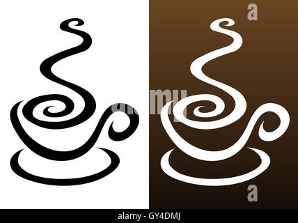 Kaffee Tasse Symbole in 2 Farben Stockfoto