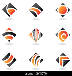 abstrakte, orange Diamanten Symbole isoliert Stockfoto