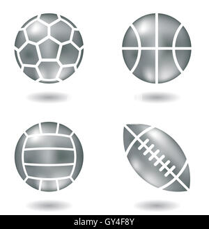 Metall Kugeln Symbole auf einem weißen Hintergrund isoliert Stockfoto