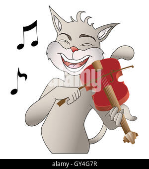 singende Katze und Violine Vektor Stockfoto