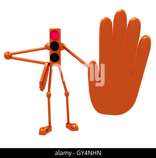 rote Ampel Stop Signal 3D illustration Stockfoto