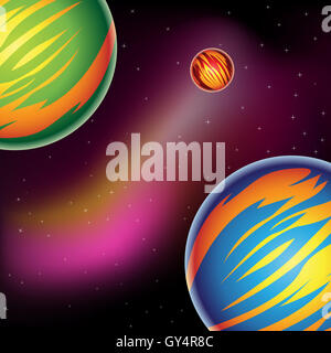 Vector Illustration der Fantasy Planeten im Weltraum Stockfoto