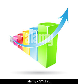 Vektor-Illustration von bunten Stat Bar isoliert auf weiss Stockfoto