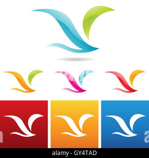 Vektor-Illustration von glänzenden abstrakte Vogel icons Stockfoto