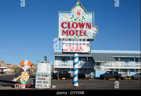 Blick auf das Clown-Motel in Tonopah, Nevada. Stockfoto