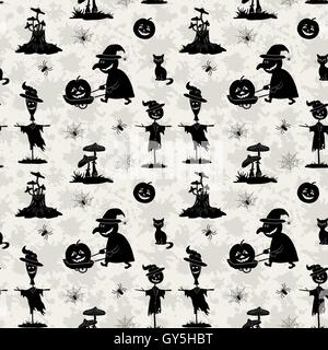 Nahtlose Muster, Halloween-Symbole Stock Vektor