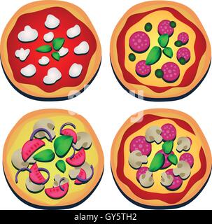 Pizza-Set. Vektor-illustration Stock Vektor