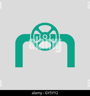 Symbol des Rohres mit Ventil. Grauer Hintergrund mit grün. Vektor-Illustration. Stock Vektor