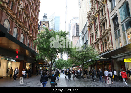 Pitt Street Mall in Sydney, Australien. Stockfoto