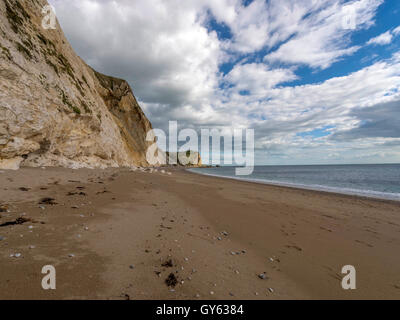 Landschaft mit der sandigen Küste am Mann O'War Beach, St. Oswald Bucht an einem feinen Sommertag. Stockfoto