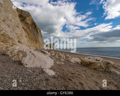 Landschaft mit der sandigen Küste am Mann O'War Beach, St. Oswald Bucht an einem feinen Sommertag. Stockfoto