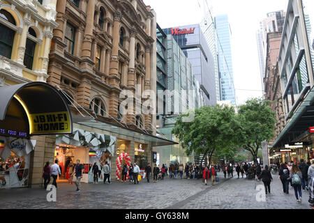 Pitt Street Mall in Sydney, Australien. Stockfoto