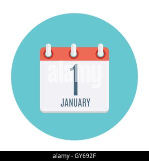 Ersten Januar Termine flach Symbol. Vektor-Illustration Stock Vektor