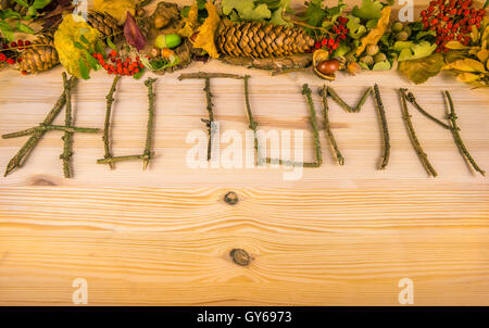 Herbst Wort und Wald-Elemente Stockfoto