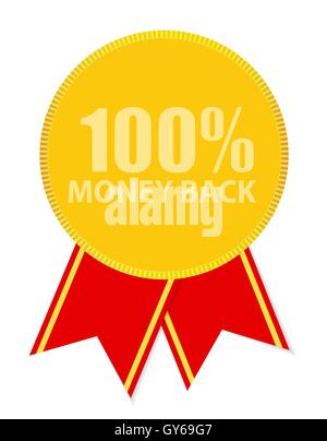 Gold Label 100 Geld zurück. Vektor-Illustration Stock Vektor