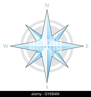 Illustration des Blue Kompass Star isoliert auf weißem Hintergrund Stockfoto