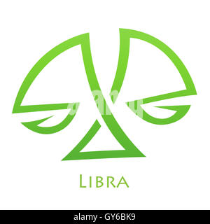 Darstellung der simplen Linien Waage Sterne Sternzeichen isoliert auf weißem Hintergrund Stockfoto