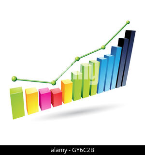 Illustration der bunten Statistiken Diagramm isoliert auf weißem Hintergrund Stockfoto