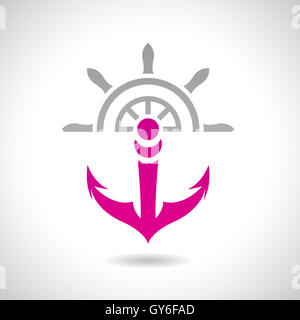 Vektor-Illustration eines Anker und Ruder-Symbol auf einem weißen Hintergrund isoliert Stockfoto