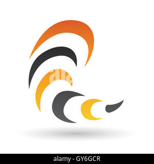 Orange und schwarz abstrakten Symbol Illustration isoliert auf weißem Hintergrund Stockfoto