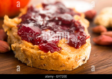 Peanut Butter und Marmelade Sandwich Stockfoto