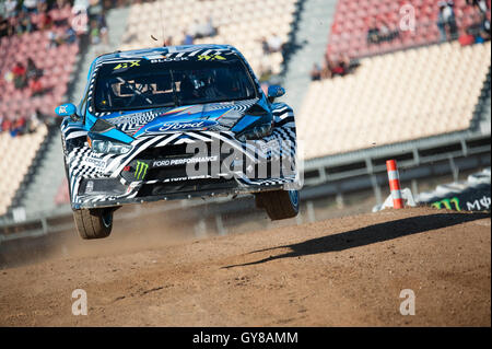 Barcelona, Spanien. 18. September 2016. Der Ford Focus RS World RX Auto von Ken Block in Aktion während der Barcelona FIA World Rallycross auf dem Circuit Catalunya. Bildnachweis: Pablo Guillen/Alamy Live-Nachrichten Stockfoto