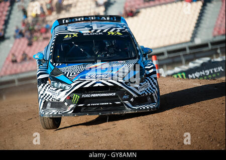 Barcelona, Spanien. 18. September 2016. Der Ford Focus RS World RX Auto, von Ken Block in Aktion während der Barcelona FIA World Rallycross auf dem Circuit Catalunya. Bildnachweis: Pablo Guillen/Alamy Live-Nachrichten Stockfoto